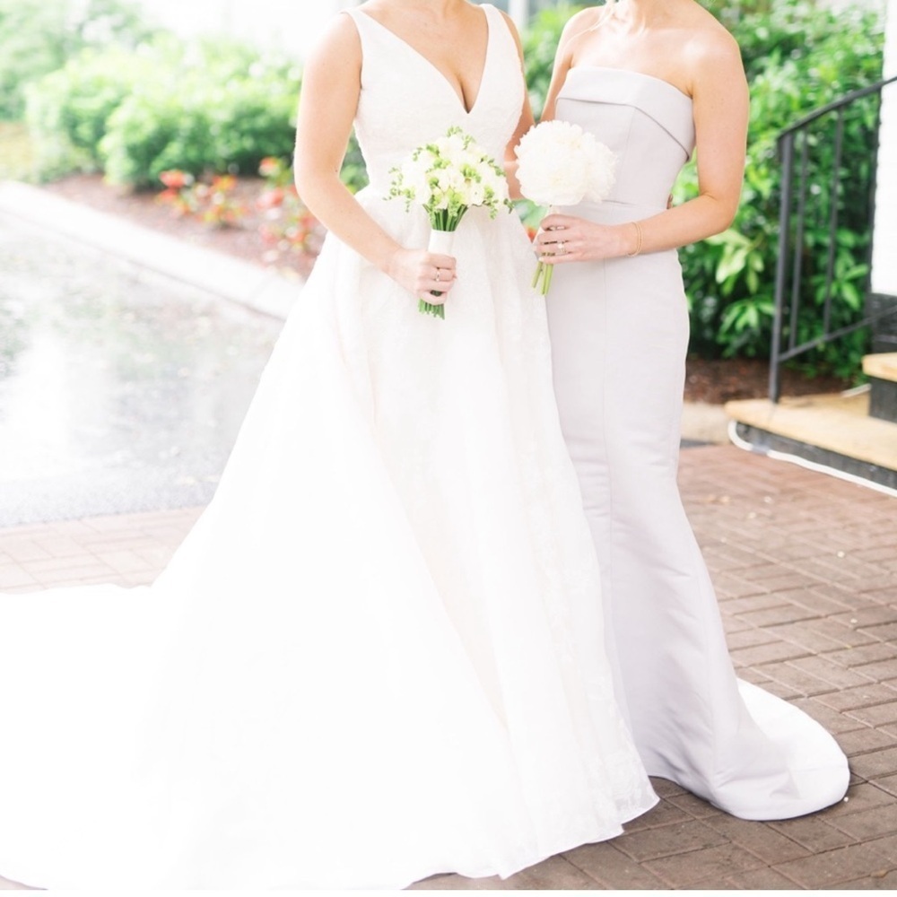 Amsale Jaylin GB097A Faille Platinum dress from Bella Bridesmaid Size 4